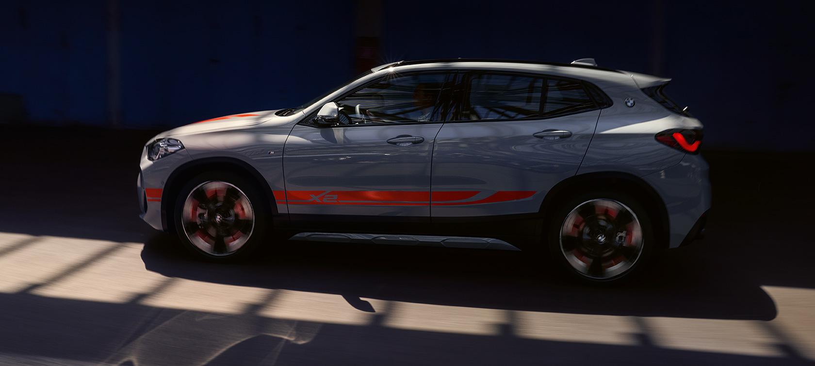 Side view BMW X2 F39 Side view BMW X2 F39 2020 Brooklyn Grey driving