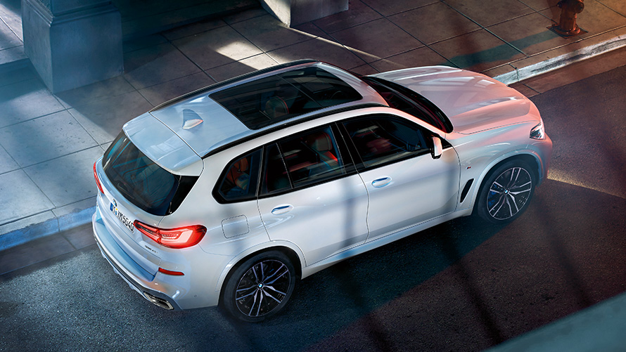 BMW X5 standing from bird's eye view BMW X5 standing from bird's eye view